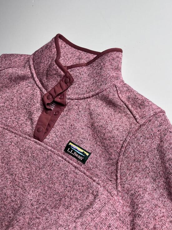 L.L.Bean Sweatshirt Womens PL Pink Fleece Snap Mock Neck Pockets Raglan - Picture 3 of 6